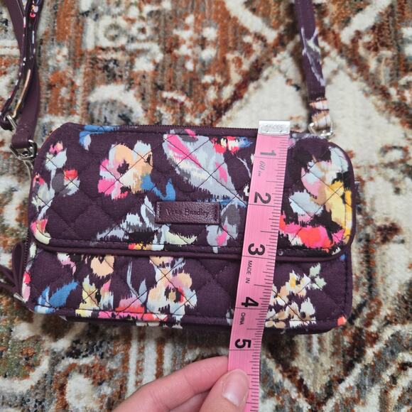Vera Bradley Indiana Rose All In One Crossbody Adjustable Purple Maroon Floral - Picture 9 of 12